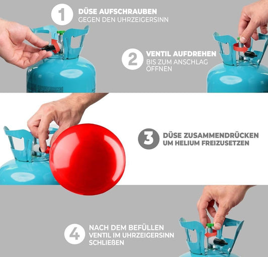 Balloon gas [for 50 balloons] - Helium Balloon Gas for up to [50 balloons] - Balloon gas - Helium gas cylinder XXL including STAHLMANN ® information sheet