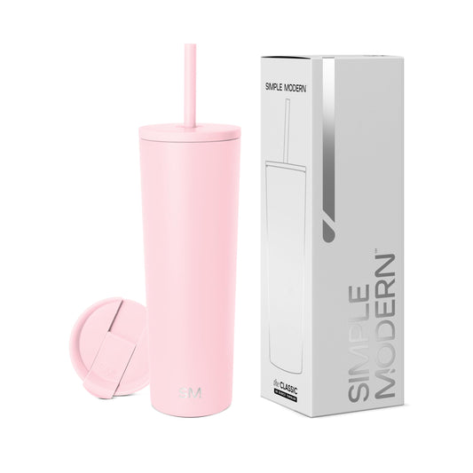 Simple Modern thermos cup with straw and lid | Drinking cup with handle Reusable stainless steel | Gifts for women and men | Classic | 830ml | Blush