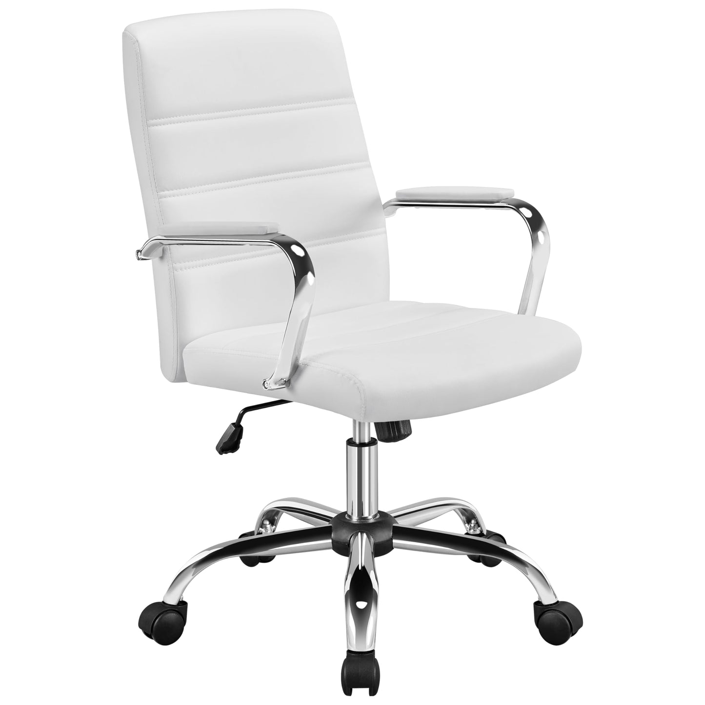 Yaheetech Office Chair Ergonomic Desk Chair, Swivel Chair with Wheels, Office Stool with Armrests, Task Chair with Backrest, Executive Chair Supports up to 130kg White