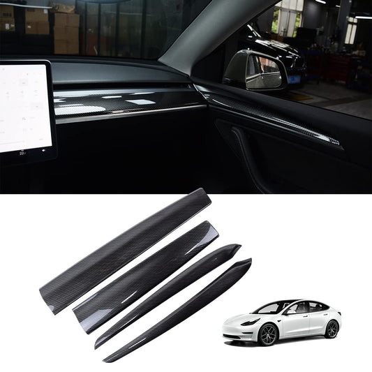 ABS carbon fiber model dashboard cover for Tesla Model Y 2021 2022, car center console panel sticker interior accessory for Model 3 2021 2022 (Not for the 2024 2025 new model)