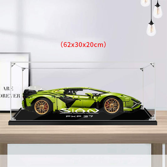 MMOC Acrylic Display Case, Showcase for Lego 42115 Technic Lamborghini Sián FKP 37 Race Car, Dustproof Cover, Miniatures, Model Building (2MM)