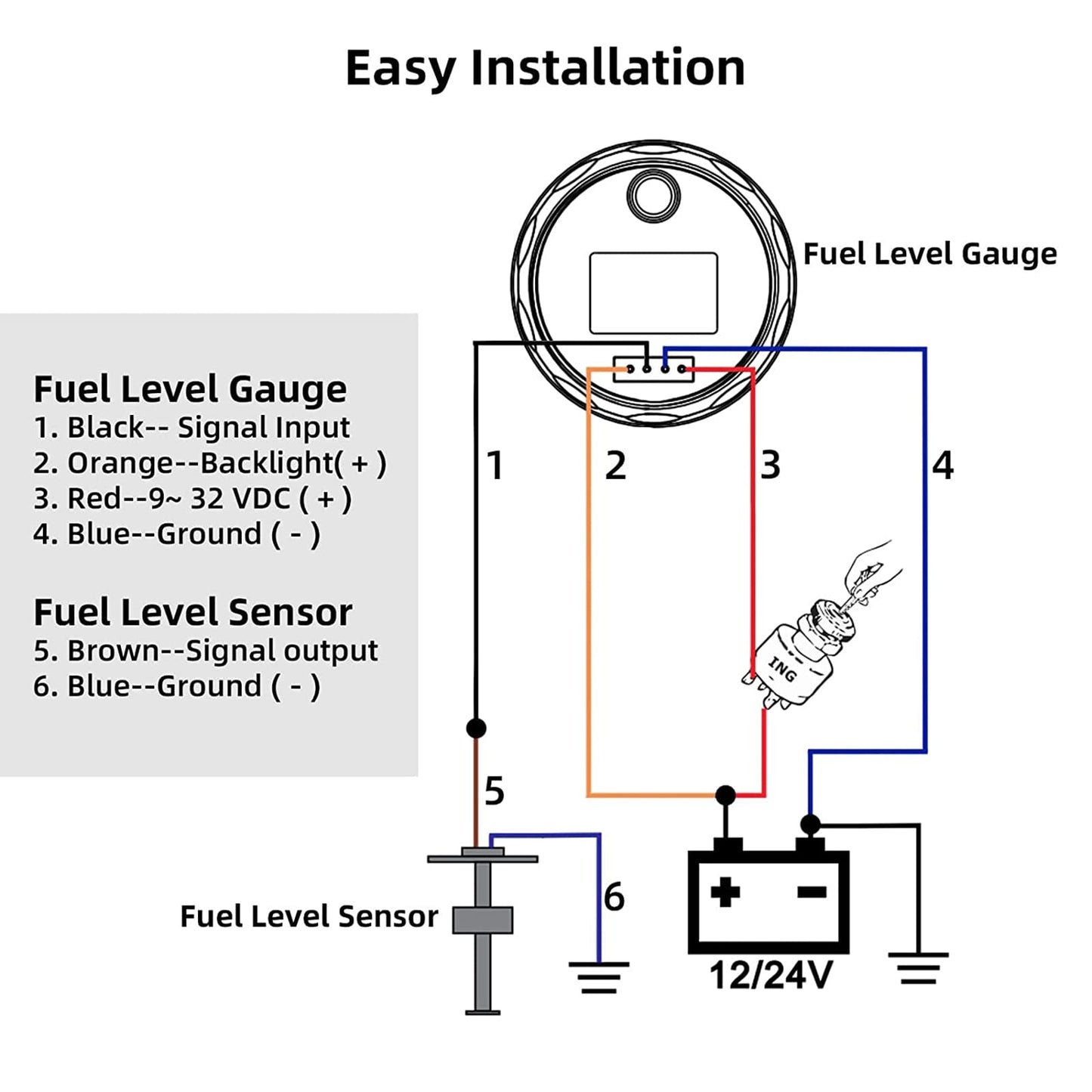 KAOLALI level sensor, fuel gauge stainless steel fuel send unit water level sensor for boats 5 hole fuel and water gauge 350mm