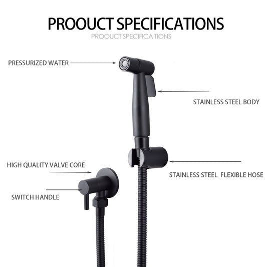 LOSCHEN Bidet Toilet Sprayer, Hand Bidet Sprayer, Bidet Hand Shower, Stainless Steel Bidet Fixtures for Pet Bathing/Personal Hygiene/Toilet (Black)
