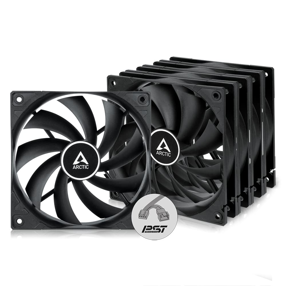 ARCTIC F12 PWM PST (5 Pack) - 120mm PWM PST Case Fan with PWM Sharing Technology (PST), quiet motor, computer, fan speed: 230-1350 RPM - Black