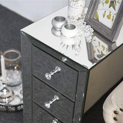LEADZM nightstand with 3 drawers, 1 piece, side table bedside cabinet, glass storage cabinet for living room, bedroom, office, bathroom, etc, 30 x 30 x 60 cm