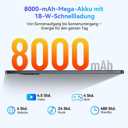 TABWEE W90 Android 15 Tablet 11-inch - 24GB RAM+256GB ROM, FHD Large Display Gaming Tablet, Dual 4G LTE+5G WiFi, Octa Core T615, 8000mAh Battery, 16MP+8MP AI Camera, Gemini AI, WideVine L1, TÜV, GPS