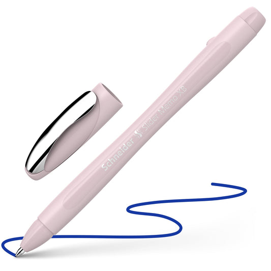 Schneider Slider Memo XB Ballpoint Pen (Colour Edition with cap, Line width: XB) 10 pack, Body color: pearl, Ink color: blue