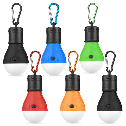 Flintronic 6 Pack Camping Lantern, LED Camping Light Bulb with Carabiner, Emergency Light, Waterproof Camping Lamp for Adventure, Fishing, Power Outage