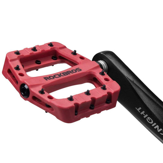 ROCKBROS Bike Pedals MTB Flat Pedals, non-slip platform pedals with stainless steel pins, ball bearings & graphite DU, Durable nylon, 9/16 inch pedals for mountain bike, trekking, city bike