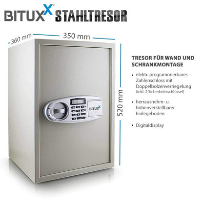 BITUXX® Electronic safe wall safe wall safe money safe cabinet safe steel cabinet money safe safe safe armored cabinet document safe light gray