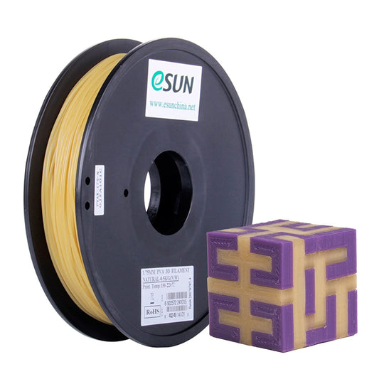 eSUN water-soluble PVA filament 1.75mm, 3D printer PVA filament, dimensional accuracy +/- 0.05mm, 0.5kg spool (1.1 LBS) support material for 3D printers, natural color