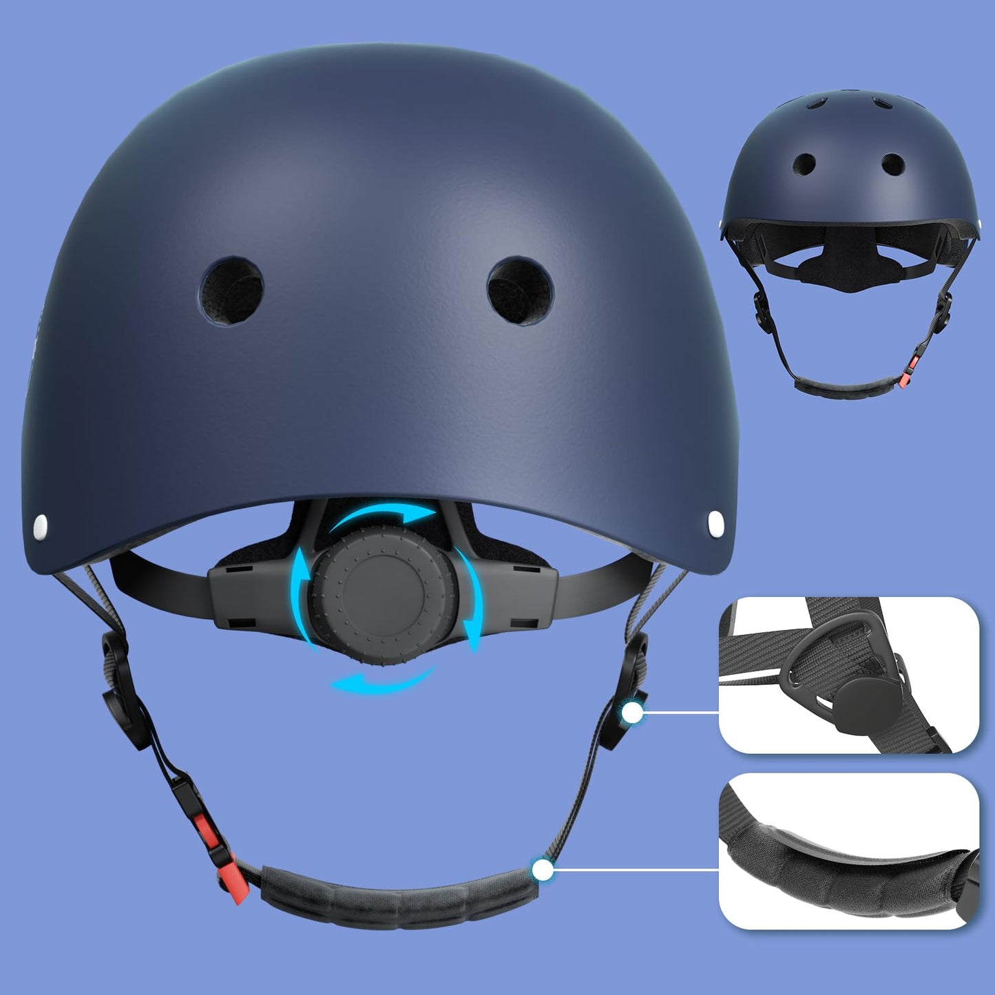 XJD Kids Bike Helmet Adjustable Skateboard Helmet for Bicycle Skateboard Scooter Roller Children's Bike Helmet for 3-13 Year Old Girls and Boys (S: 51-54 cm, Royal Blue)