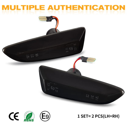 OZ-LAMPE LED indicators for Opel Astra K Astra J Zafira C Insignia B Grandland X, LED side indicators 2 pieces black, LED indicator light with Canbus.