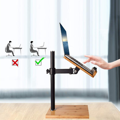 Wishacc book stand adjustable - upright bamboo book stand & holder for reading desk, adjustable reading height and angle with page clips (27.9 x 20.6 cm)