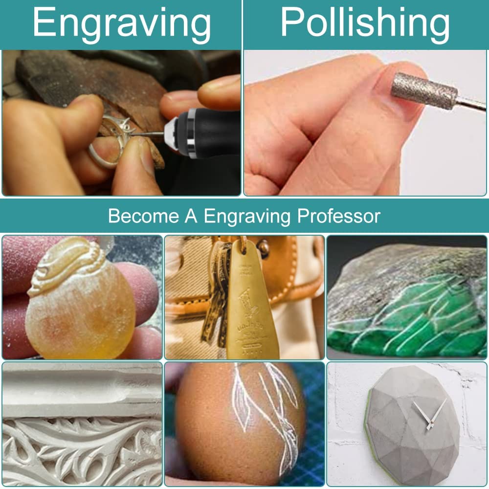 Electric Engraving Pen, Multifunctional Engraving Tool Set Portable Wireless Engraving Tool Etching Pen for DIY Jewelry Metal Glass Plastic Wood Ceramic Stone Engraving