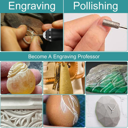 Electric Engraving Pen, Multifunctional Engraving Tool Set Portable Wireless Engraving Tool Etching Pen for DIY Jewelry Metal Glass Plastic Wood Ceramic Stone Engraving