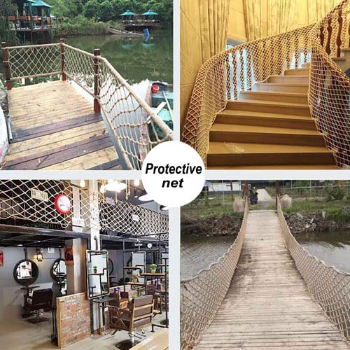 KACQIYT Children Safety Net, Climbing Net, Stair Balcony Fall Protection Net Partition Ceiling Net Playground Safety Net Obstacle Protection Garden Fence Net Decorative Hemp Rope Net Indoor and Outdoor