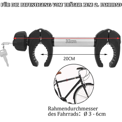 Sorlpv Bike Carrier Frame Holder 32CM Length, Universal Short Bike Frame Holder Lockable, Aluminum Frame Holder for Bike Frame Diameter: Ø 3-6cm