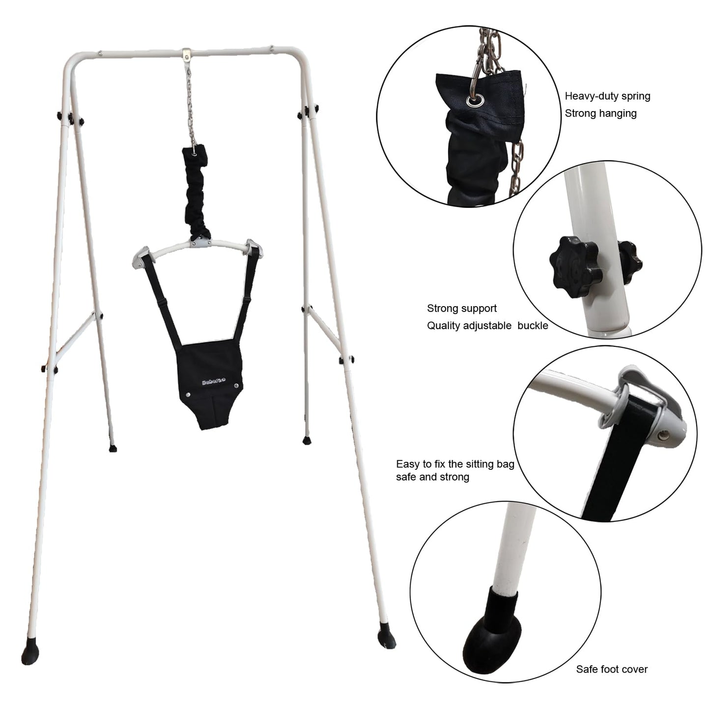 Baby door jumper and baby bouncer with stand for active babies who love to bounce and have fun. For infants 6-24 months old.