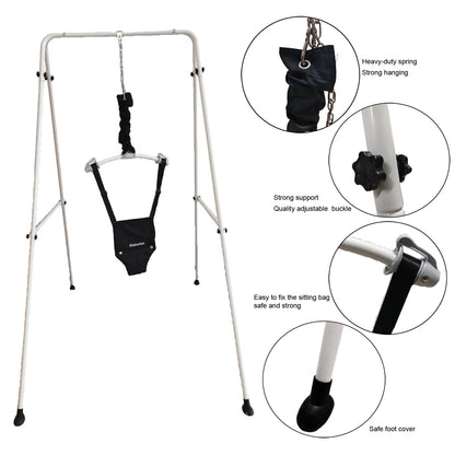 Baby door jumper and baby bouncer with stand for active babies who love to bounce and have fun. For infants 6-24 months old.