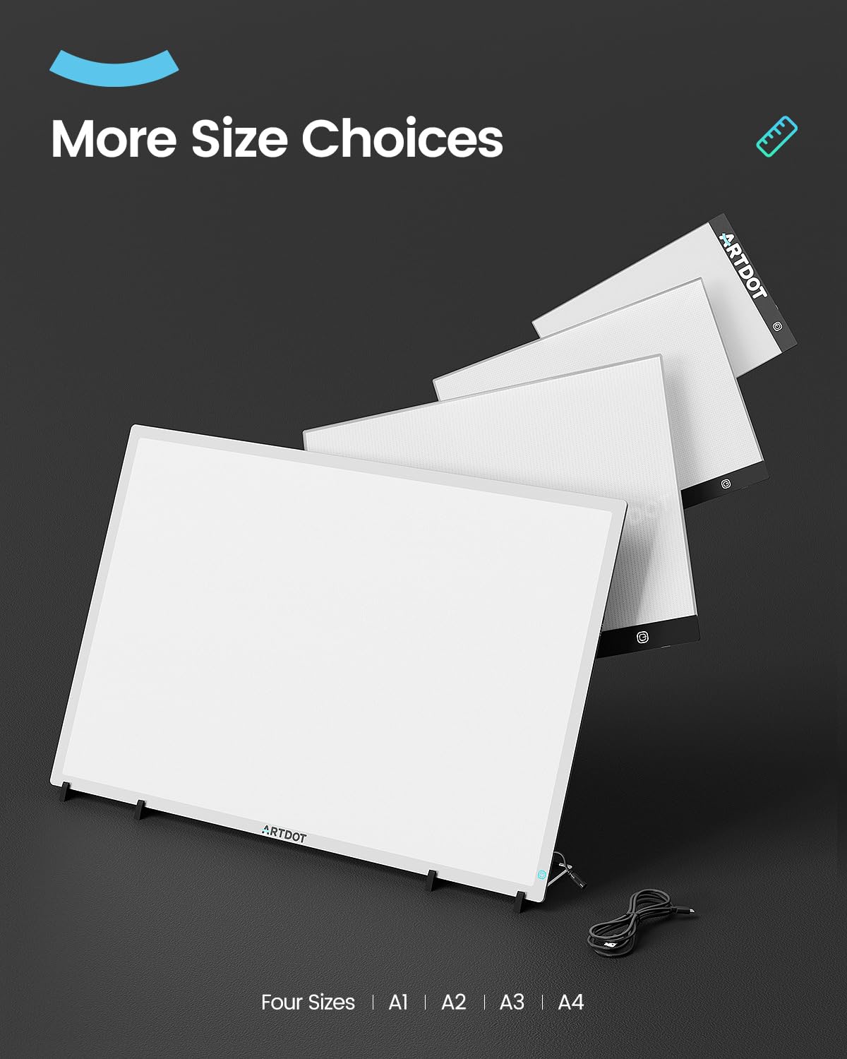 ARTDOT light table A3 as 5D diamond painting accessory, adjustable brightness diamond painting light pad with stand for adults.