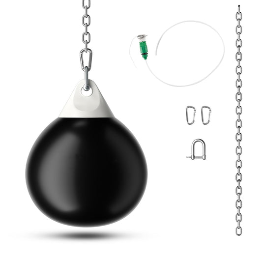 GYMAX water boxing bag Ø45cm, boxing punching bag fillable with water, hanging punch bag, heavy-duty adult & youth boxing bag (black)