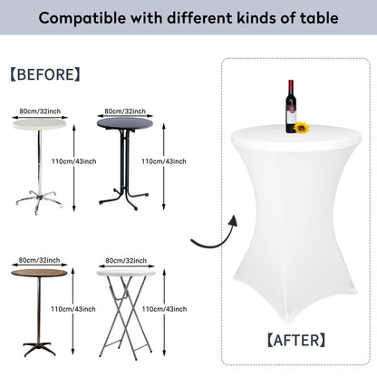 KAYBTNT 3-piece Set Cocktail Table Covers Ø 80 cm, Many Colors, Spandex Stretch Cocktail Table Covers, Reinforcement in the foot area, Elegant Round Tablecloth for Bistro Table Wedding Cocktail Party, Green