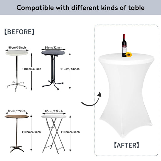 KAYBTNT 3-piece Set Cocktail Table Covers Ø 80 cm, Many Colors, Spandex Stretch Cocktail Table Covers, Reinforcement in the foot area, Elegant Round Tablecloth for Bistro Table Wedding Cocktail Party, Green