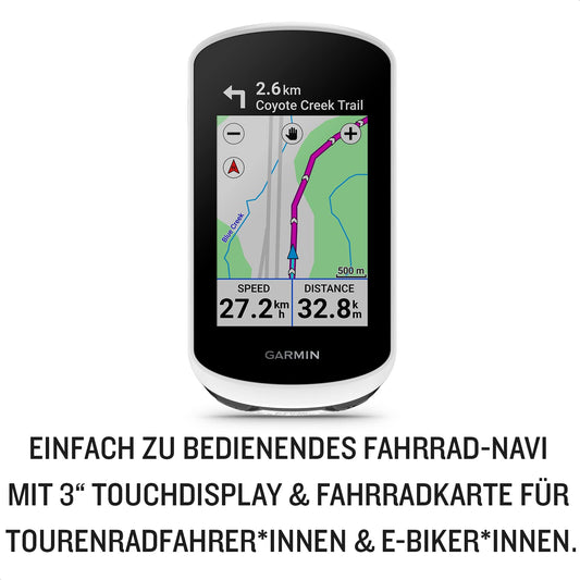Garmin Edge Explore 2 - GPS bike nav for touring & e-bike, 3" touch display, easy operation, specific e-bike routing, preloaded Europe map & up to 16 hrs battery life.