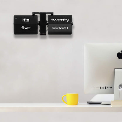 Cloudnola Flip Clock - Black on Black - Wall/Table Clock - Digital Display - Modern Living Room and Office Decor