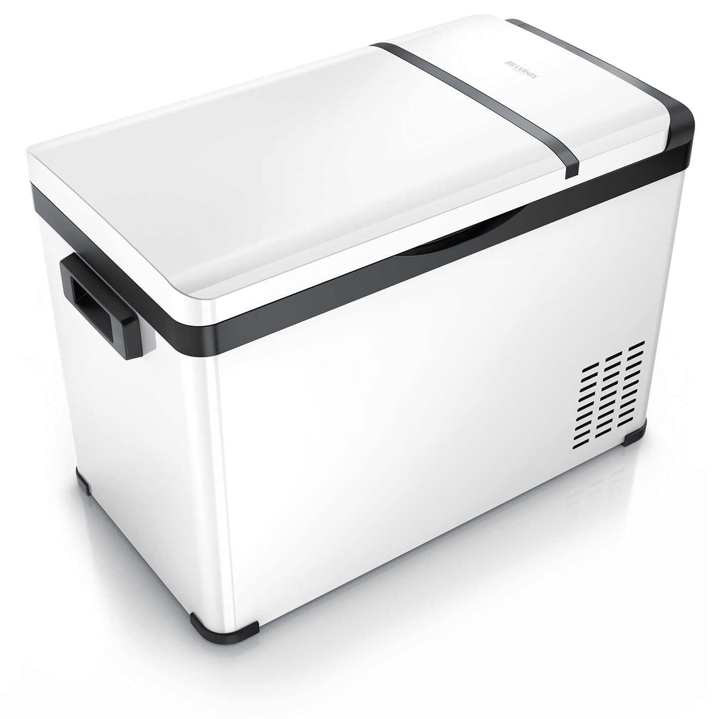 Brandson - ECO Compressor Cooling Box XXL electric - 30L Beverage Refrigerator - Freezer cooling up to -22°C - Car Cooler with ECO mode - 30 liter 12V 24V for Truck Car Camping Boat - White