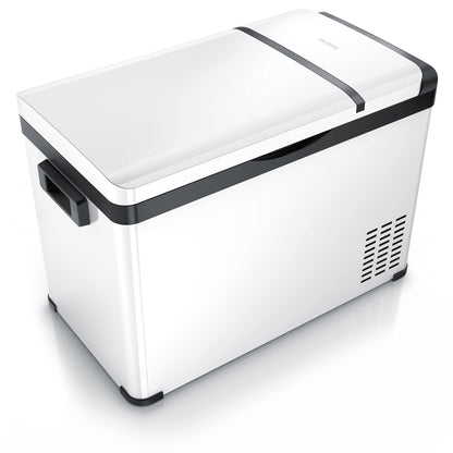 Brandson - ECO Compressor Cooling Box XXL electric - 30L Beverage Refrigerator - Freezer cooling up to -22°C - Car Cooler with ECO mode - 30 liter 12V 24V for Truck Car Camping Boat - White