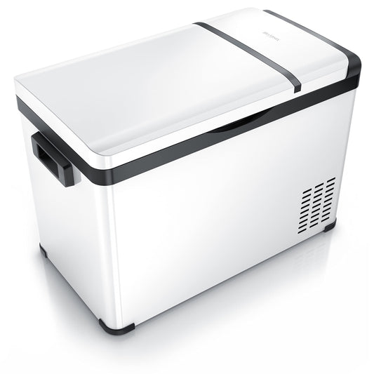 Brandson - ECO Compressor Cooling Box XXL electric - 30L Beverage Refrigerator - Freezer cooling up to -22°C - Car Cooler with ECO mode - 30 liter 12V 24V for Truck Car Camping Boat - White