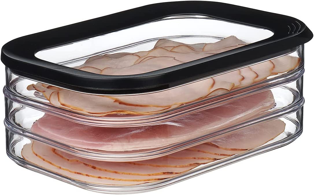 Mepal 2-piece Fresh-keeping Containers Starter Set Meat and Cheese Modula Storage Container - perfect for storing food - dishwasher safe, Nordic Black