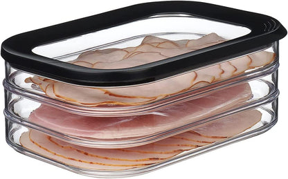 Mepal 2-piece Fresh-keeping Containers Starter Set Meat and Cheese Modula Storage Container - perfect for storing food - dishwasher safe, Nordic Black