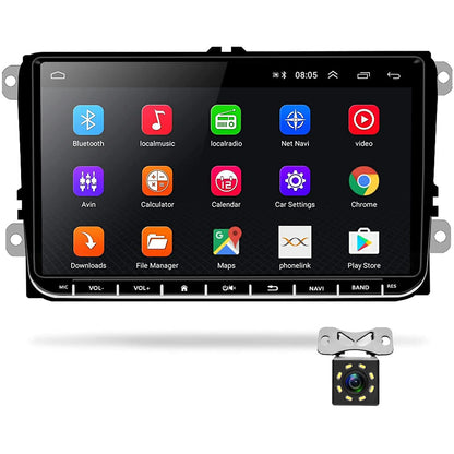 Podofo for VW Android car radio GPS 9-inch touchscreen Bluetooth car radio player for SEAT Passat Golf Skoda WiFi Mirror Link FM-RDS radio double USB + reverse camera.