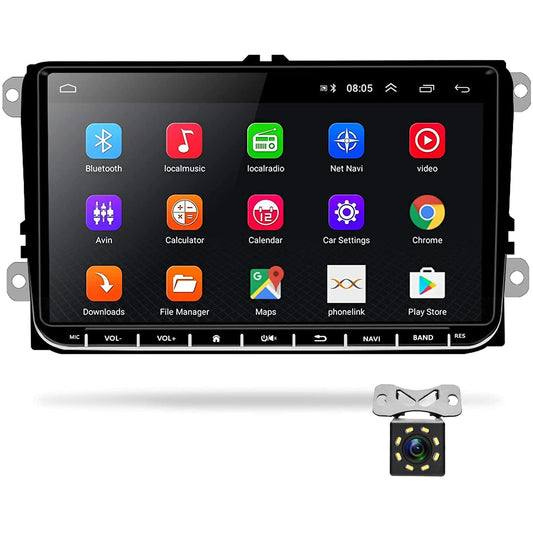 Podofo for VW Android car radio GPS 9-inch touchscreen Bluetooth car radio player for SEAT Passat Golf Skoda WiFi Mirror Link FM-RDS radio double USB + reverse camera.