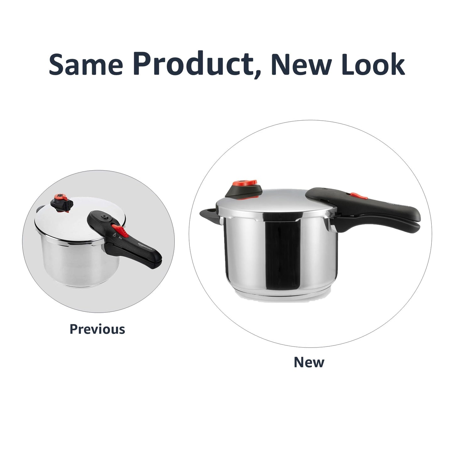 Amazon Basics Stainless Steel Pressure Cooker - with Steamer, Induction Compatible - 6 liters, Silver