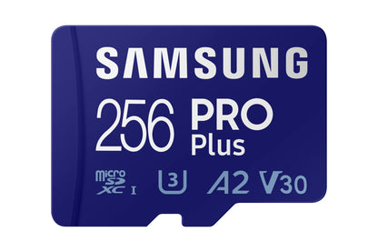 Samsung PRO Plus microSD card, 256GB, UHS-I U3, Full HD & 4K UHD, 160MB/s Read, 120MB/s Write, Memory Card for Smartphone, Drone, or Action Cam, Incl. SD Adapter, MB-MD256KA/EU