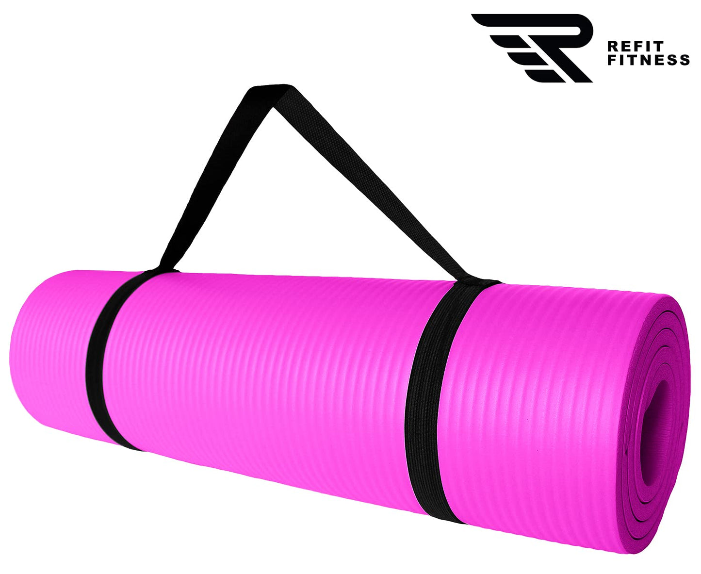 REFIT FITNESS Sport Mat Comfort-Max 190 x 60 x 1.5 cm Hot Pink Rose PainProtect SmartCell NBR Yoga Mat Non-Slip Carry Strap Exercise Mat for Sport Yoga Pilates Gymnastics
