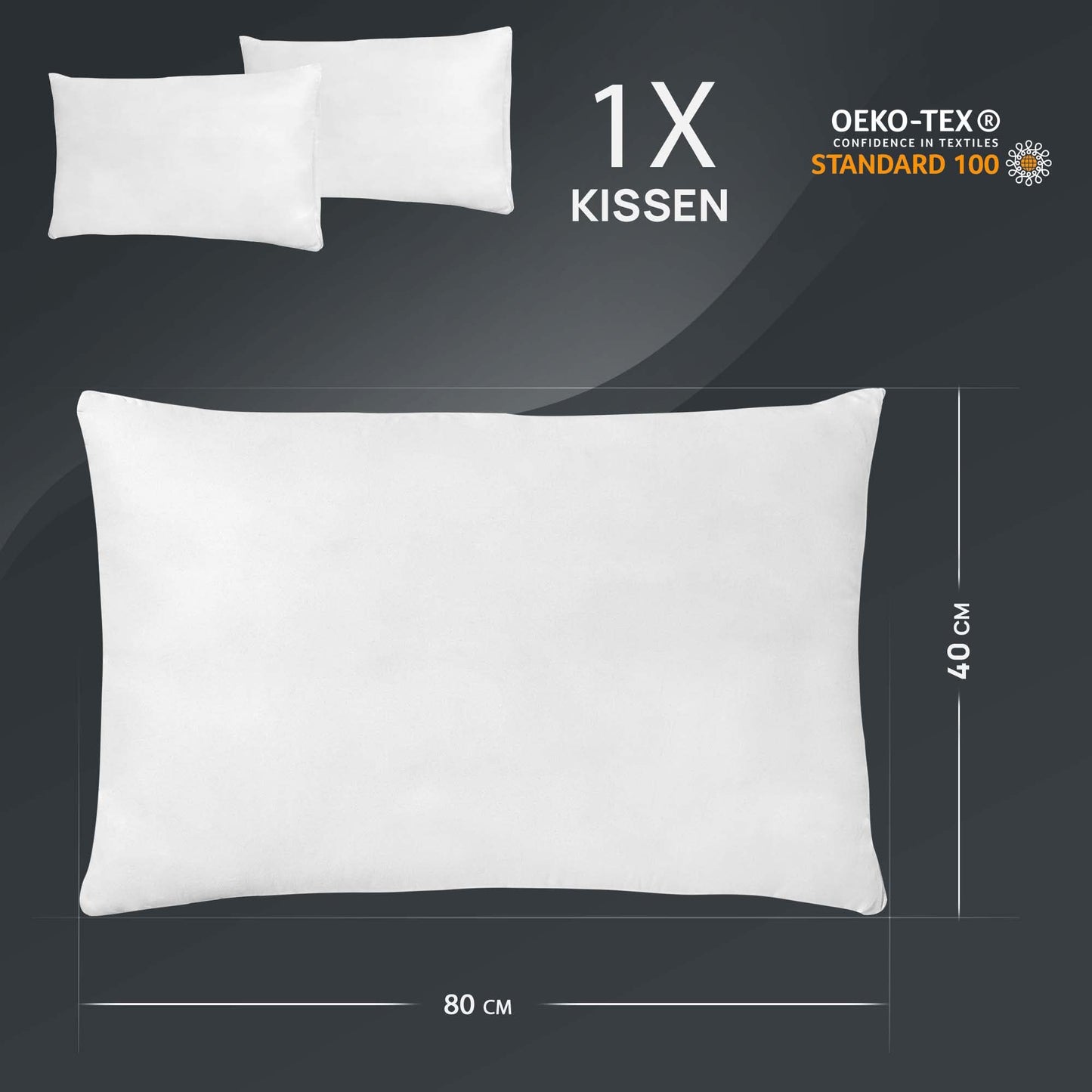 LILENO HOME feather pillow 40x80 cm [1 set] - Pillow 40 x 80 cm made of feathers as a head pillow, sleeping pillow and bed pillow perfect for allergy sufferers and children - Feather core pillow with 750 g feather filling each.