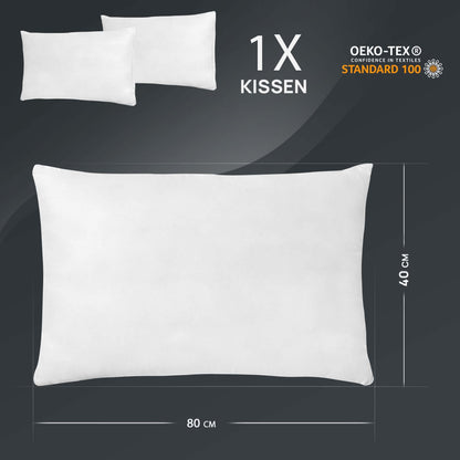 LILENO HOME feather pillow 40x80 cm [1 set] - Pillow 40 x 80 cm made of feathers as a head pillow, sleeping pillow and bed pillow perfect for allergy sufferers and children - Feather core pillow with 750 g feather filling each.