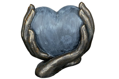 Casablanca modern design GILDE deco sculpture heart in hands - poly - gift birthday christmas - deco living room - color: bronze gray - height 15 cm.