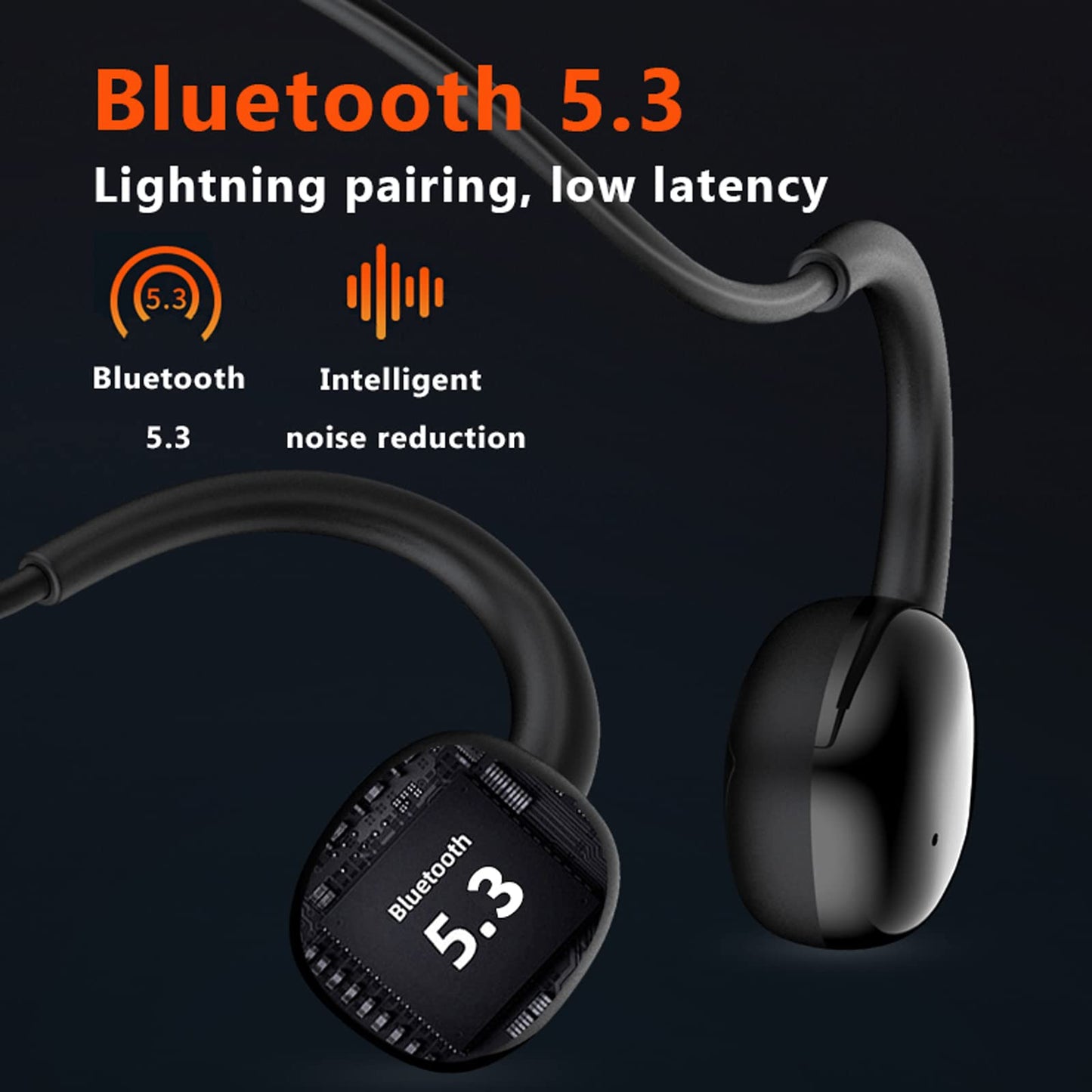 Open ear bone conduction Bluetooth sport headphones for jogging and running. Wireless earclip Bluetooth headset for a comfortable fit.