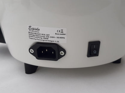 Persian rice cooker with Tahdig rice cake Tadig rice crust (3-5 people - 1.2 L - 500 Watts - RCG30T), Exterior: White/Pot: Grey
