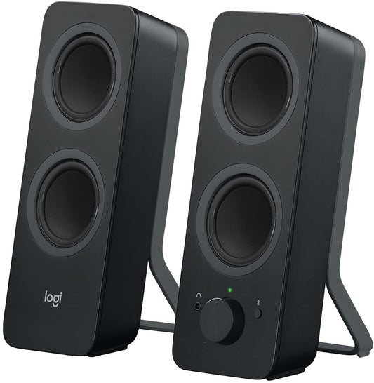 Logitech Z207 Wireless PC Speakers, Bluetooth, Stereo Sound, 10 Watts Peak Power, 3.5 mm Input, Headphone Jack, Easy-Switch Feature, EU Plug, PC/TV/Tablet/Phone - Black