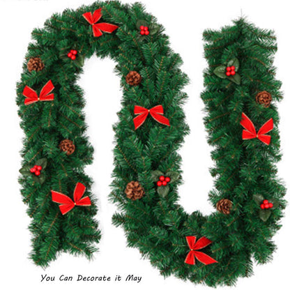Xinlie Pine Garland Artificial Green Pine Christmas Garland Plastic Pine Garland for Outdoor Wreath Peony Vine Flower Wreath Artificial Decorative Landscaping Wreath 2.7m (1 PCS)