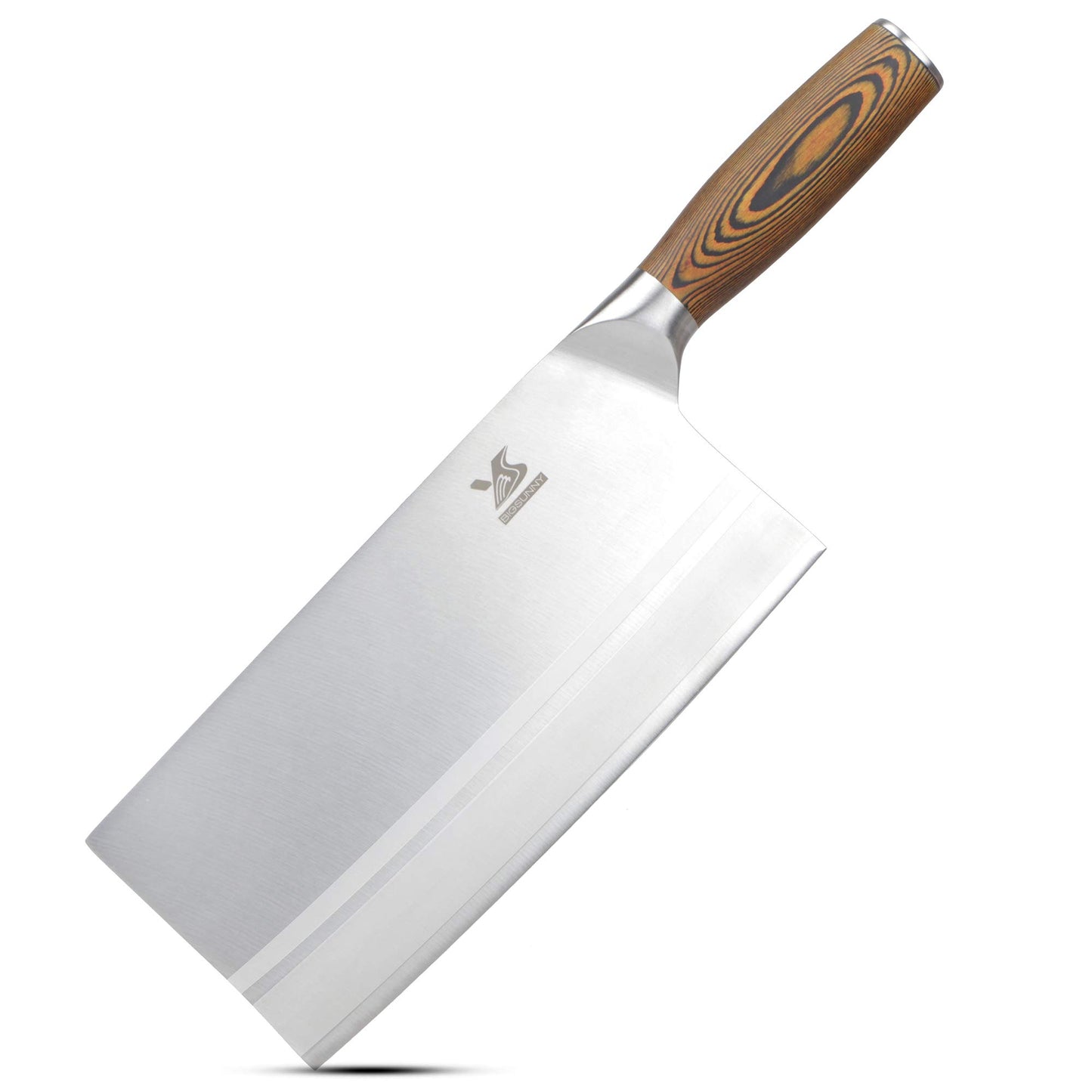 MSY BIGSUNNY cleaver Chinese chef knife, blade length 20.5cm, large blade, high carbon steel, wood handle color.
