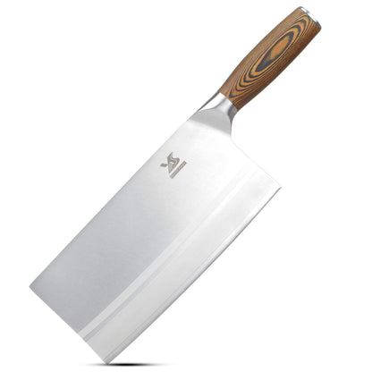 MSY BIGSUNNY cleaver Chinese chef knife, blade length 20.5cm, large blade, high carbon steel, wood handle color.
