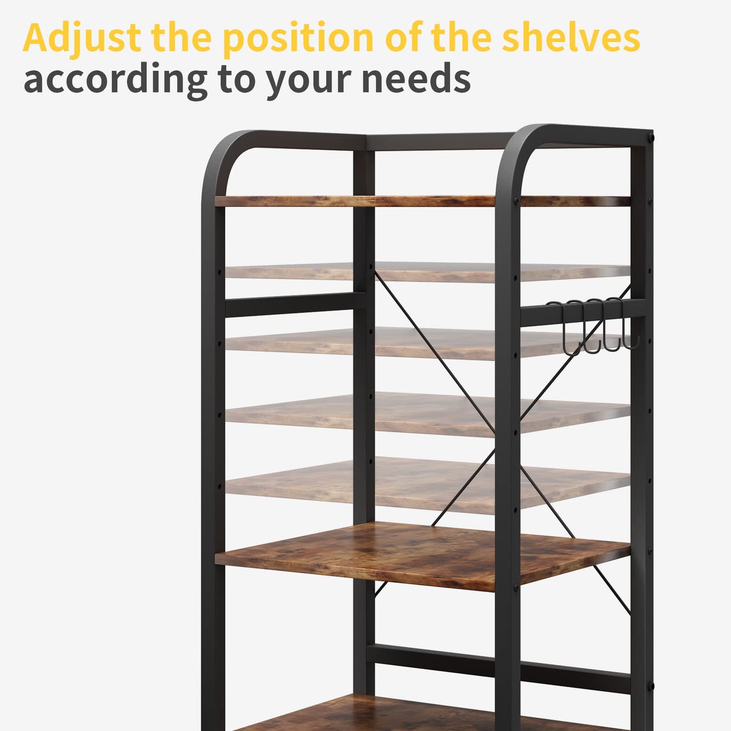 DAWNYIELD 3-tier printer stand with wheels fax shredder, computer shelf adjustable height rolling storage rack for home office with 4 hooks (Vintage)